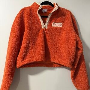 Champion Orange Sherpa Cropped Half-Zip Pullover